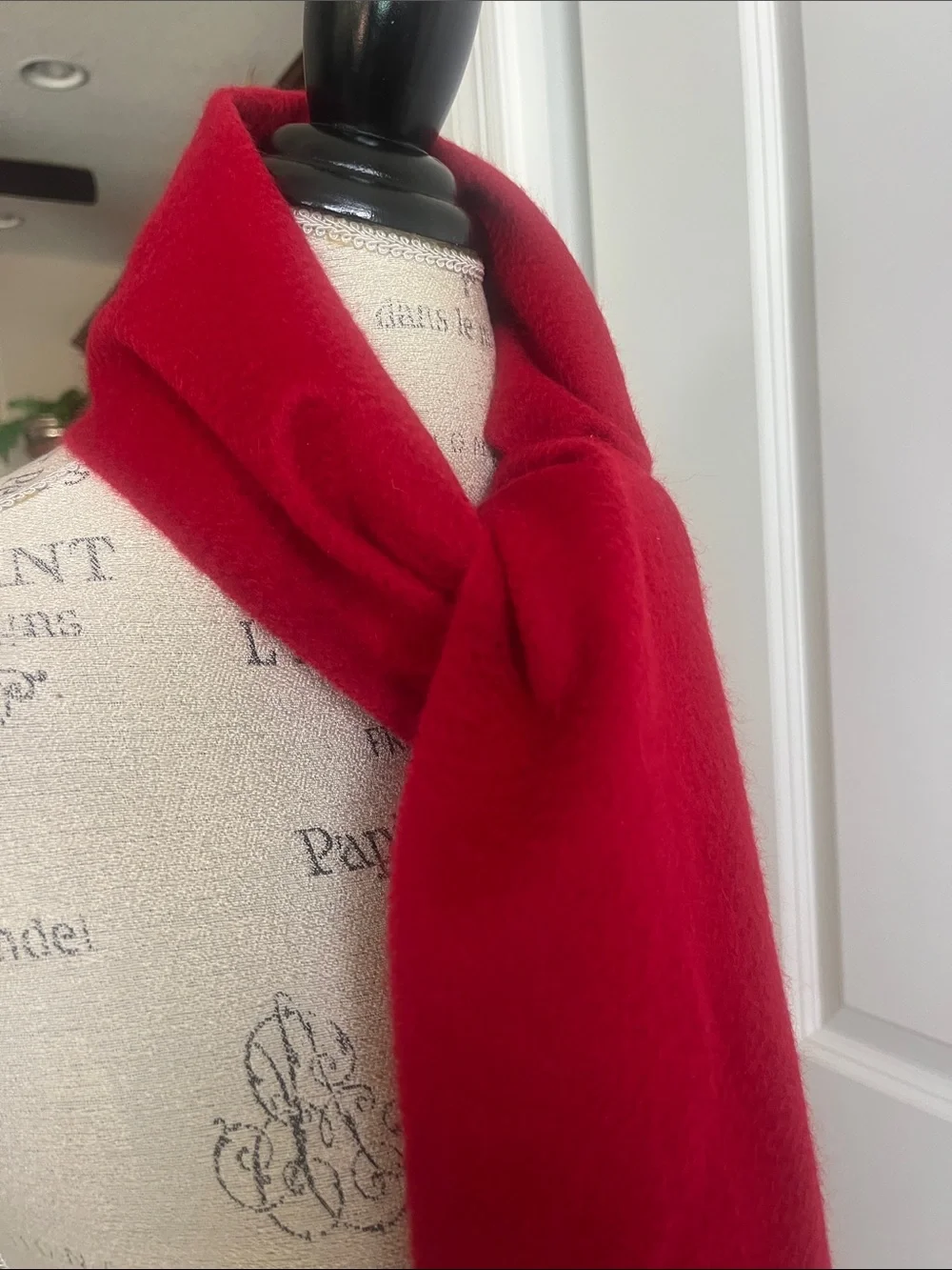 Luxurious Charter Club candy apple red 100% Cashmere scarf with fringe